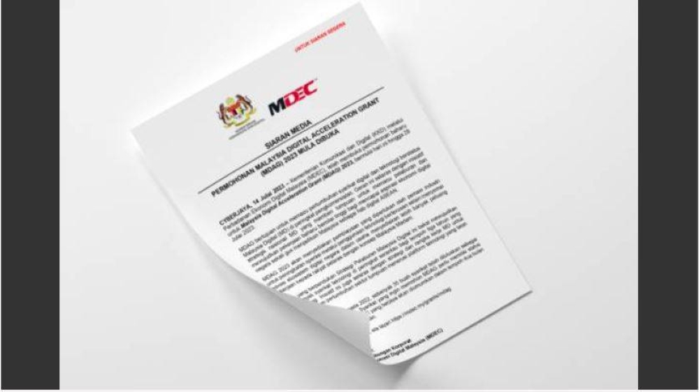 Permohonan untuk Malaysia Digital Acceleration Grant (MDAG) 2023, kini dibuka bermula hari ini hingga 28 Julai. - Foto Awani