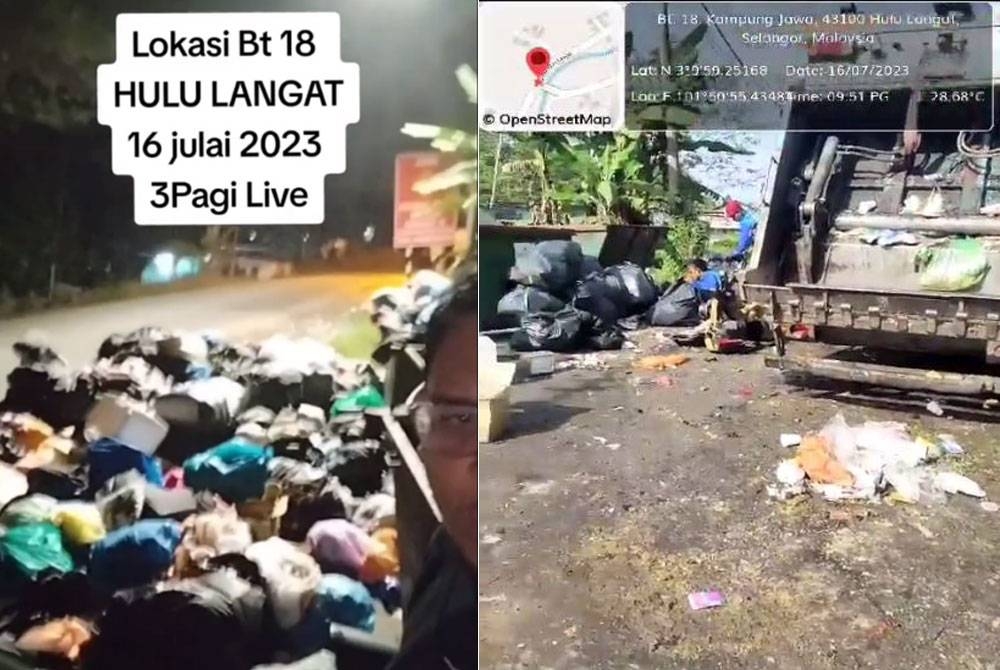 Dakwaan seorang pengguna Twitter bahawa kerajaan Selangor tidak mengambil serius isu sampah di Batu 18 Hulu Langat.