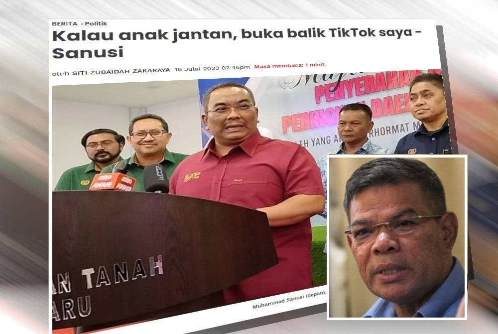 Laporan Sinar Harian pada Ahad. Gambar kecil: Saifuddin Nasution