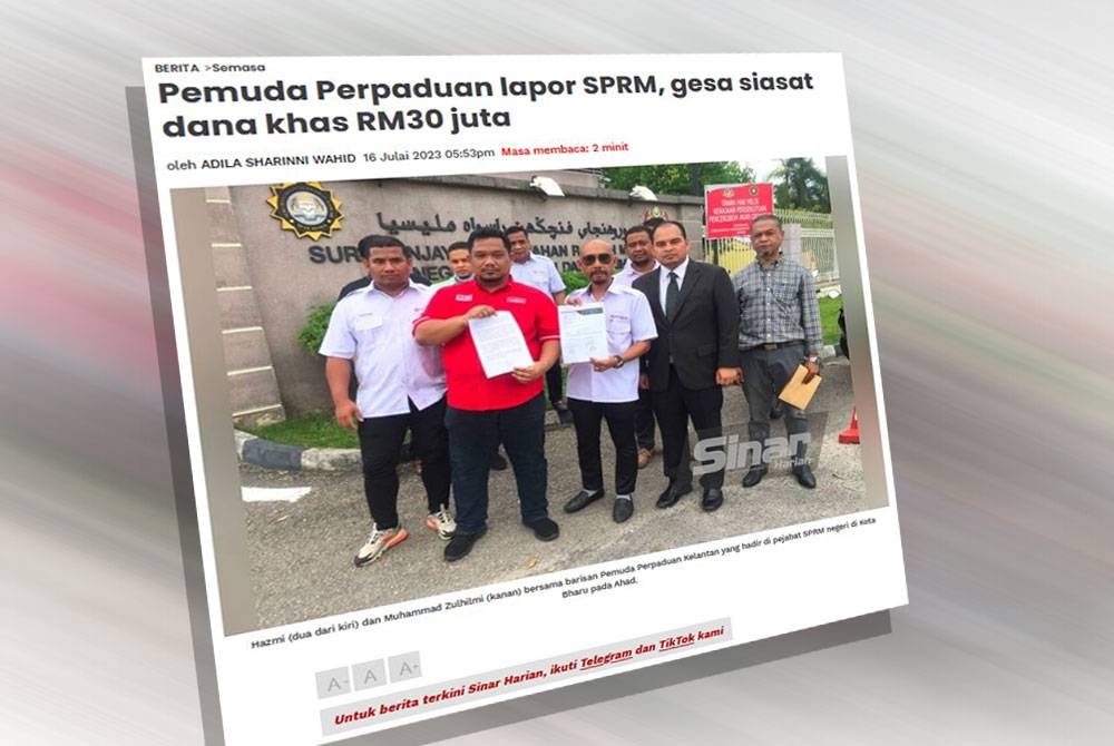 Laporan Sinar Harian pada Ahad.