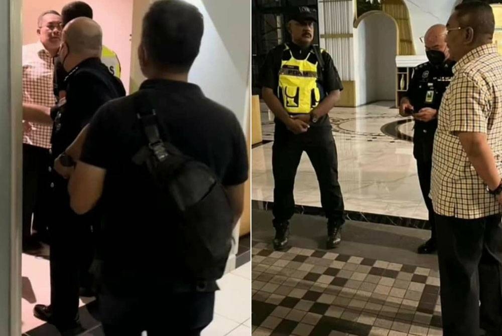 Gambar tular yang memaparkan Muhammad Sanusi ditahan sepasukan polis pada pagi Selasa.