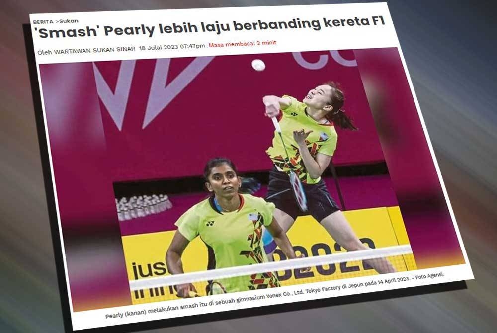 Pearly mencatat rekod smash 438 kilometer sejam (km/j).