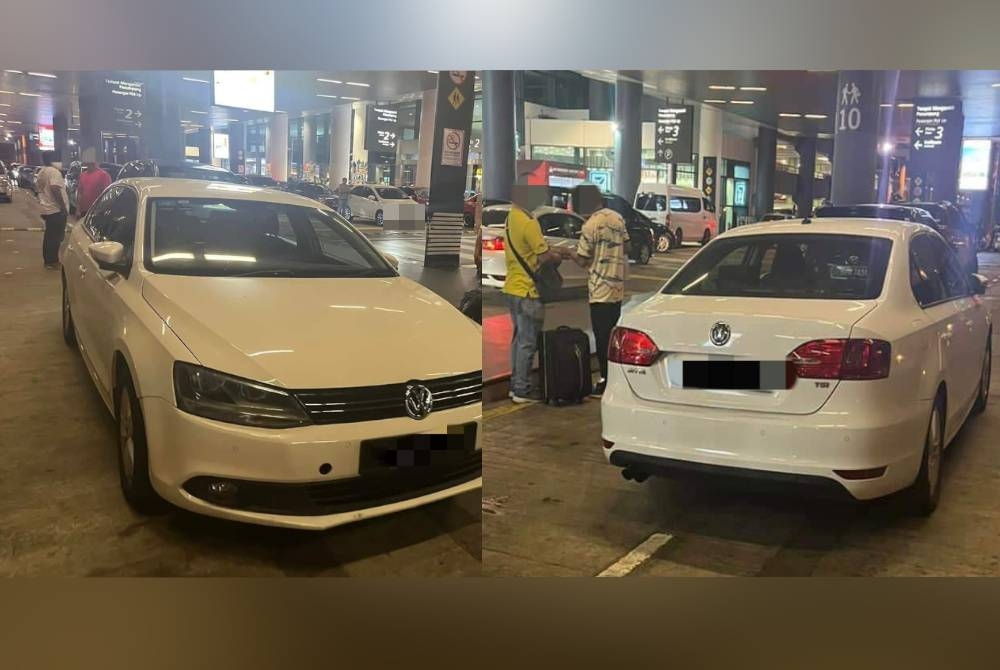 JPJ menahan seorang pemandu yang menggunakan kereta jenis Volkswagen Jetta di KLIA 2, Sepang pada Selasa lalu untuk khidmat kereta sewa haram atau &#039;ulat&#039;. - Foto JPJ Selangor