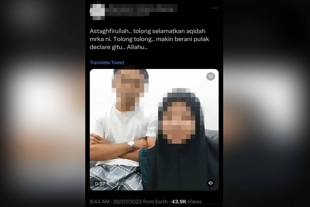 Pengguna Twitter @Edie57929225 memuat naik video pengakuan dua individu terbabit.