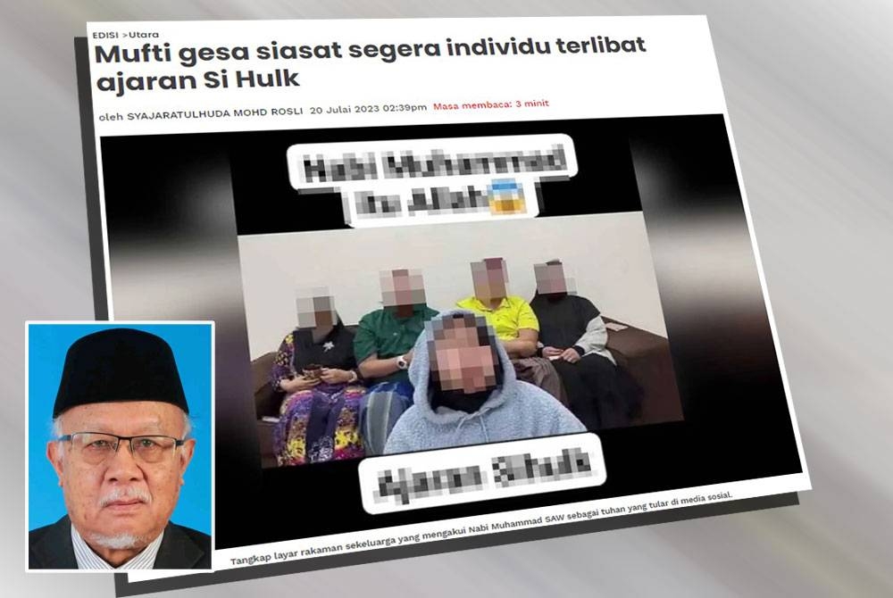 Jawatankuasa Fatwa Negeri Perak memutuskan ajaran dan fahaman yang dibawa Suhaini Mohammad atau Si Hulk sebagai sesat. Gambar kecil: Wan Zahidi