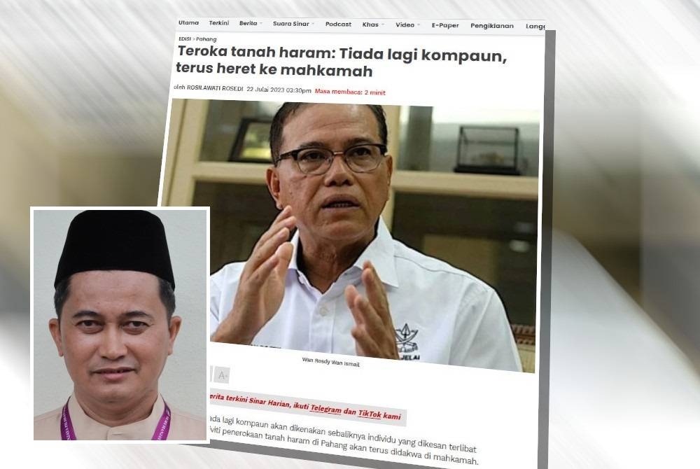 Laporan Sinar Harian pada Selasa. Gambar kecil: Mohd Shukri