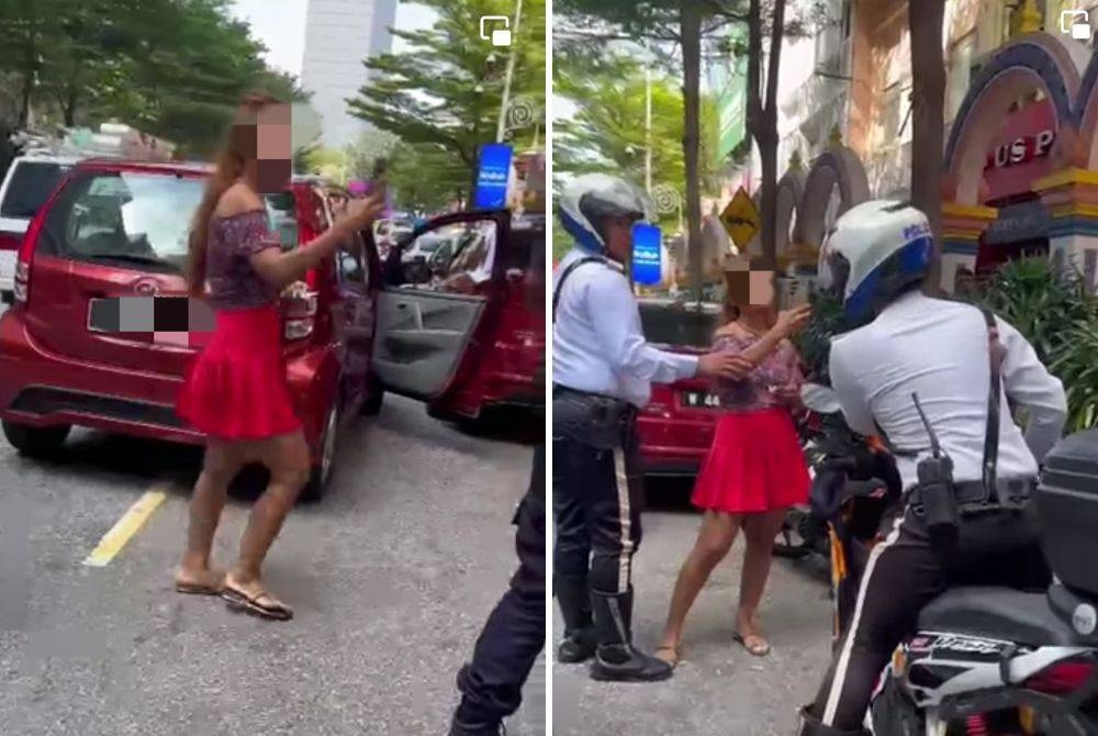 Seorang wanita berang selepas disaman hingga melakukan provokasi terhadap anggota polis bertugas dalam kejadian di ibu negara, baru-baru ini.