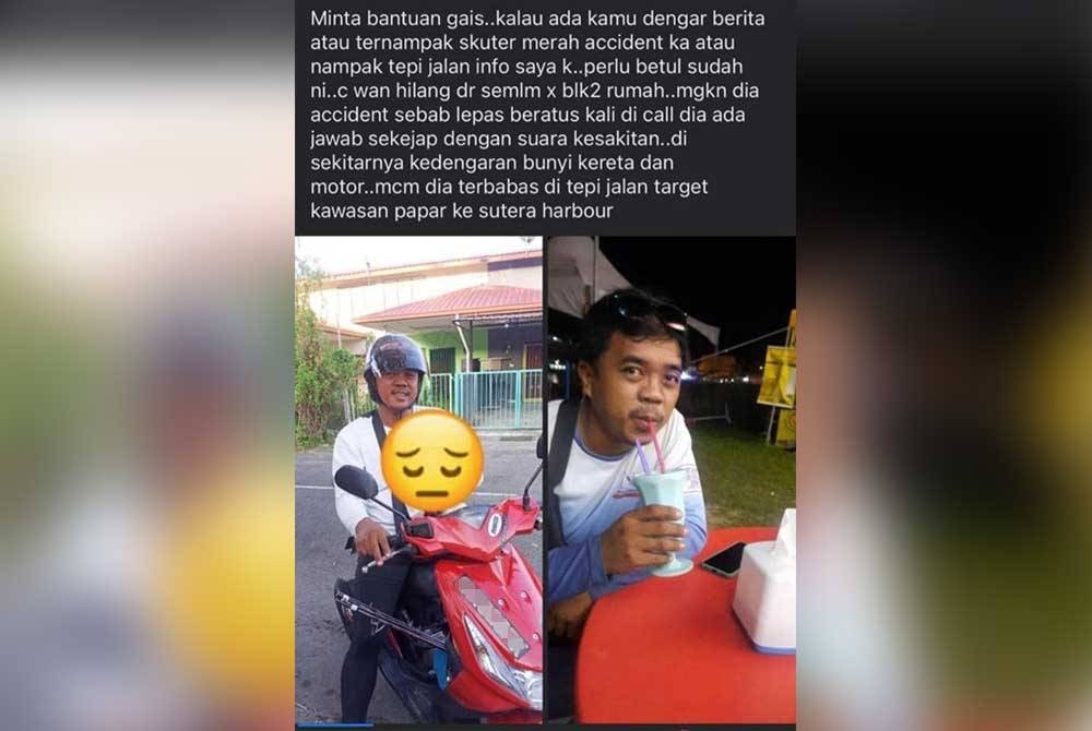 Kehilangan mangsa turut ditularkan di media sosial dan usaha mengesannya sedang dilakukan.