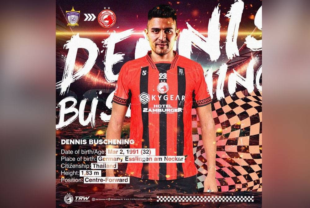 Bekas import Kedah, Buschening turut disambar oleh Kelantan FC.