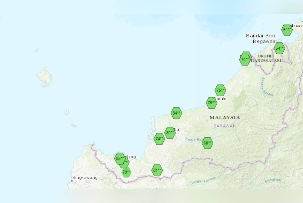 Indeks Pencemaran Udara (IPU) di Sarawak menunjukkan bacaan sederhana setakat 3 petang ini.