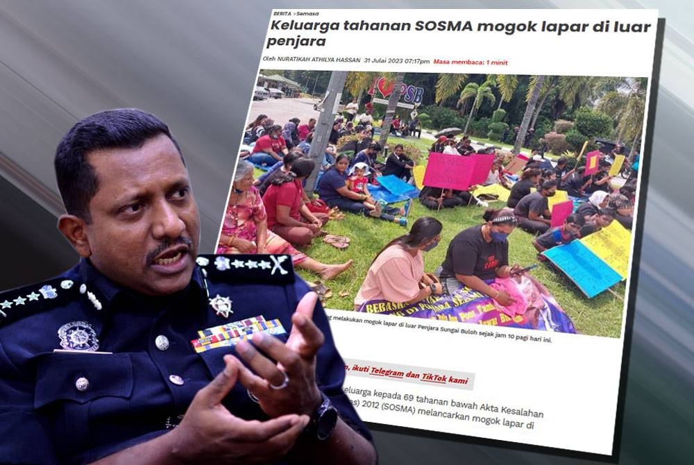 Ahli keluarga kepada 69 tahanan bawah SOSMA melancarkan mogok lapar di hadapan Penjara Sungai Buloh sejak Isnin.