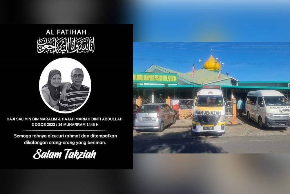 Jenazah pasangan suami isteri yang tular meninggal dunia dalam tempoh selang 10 minit disempurnakan di Masjid Nurul Iman Kampung Pasir Putih, Putatan.