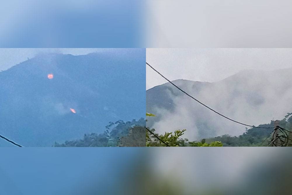 Hujan membantu usaha awal pasukan bomba memadam kebakaran hutan di Gunung Kenderong yang dilaporkan berlaku pada jam 3.54 petang Sabtu.