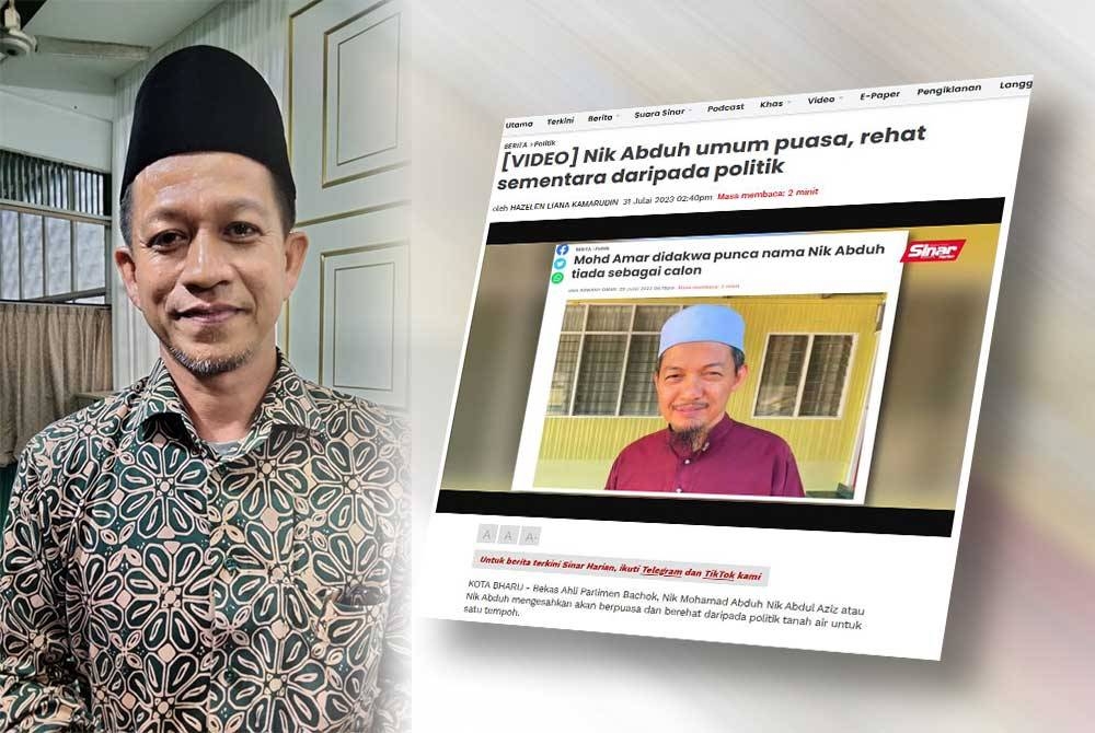 Laporan Sinar Harian pada Isnin lepas. Gambar kecil Nik Bahrum