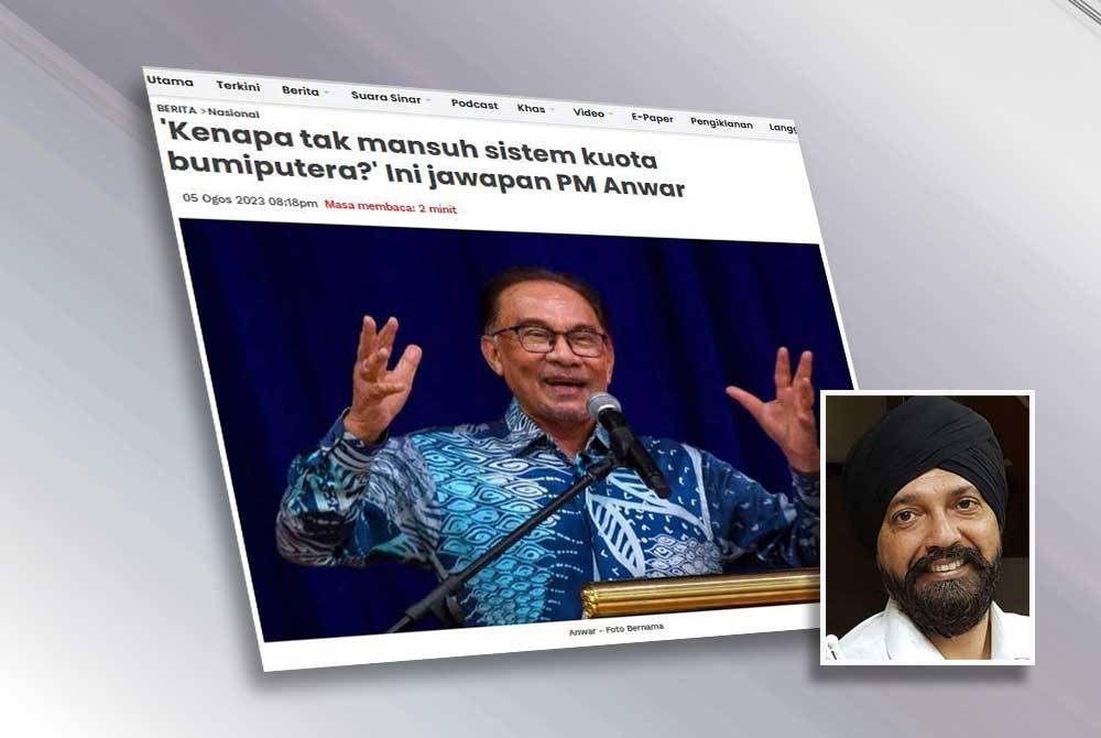 Laporan Sinar Harian pada Sabtu. Gambar kecil: Baljit Singh