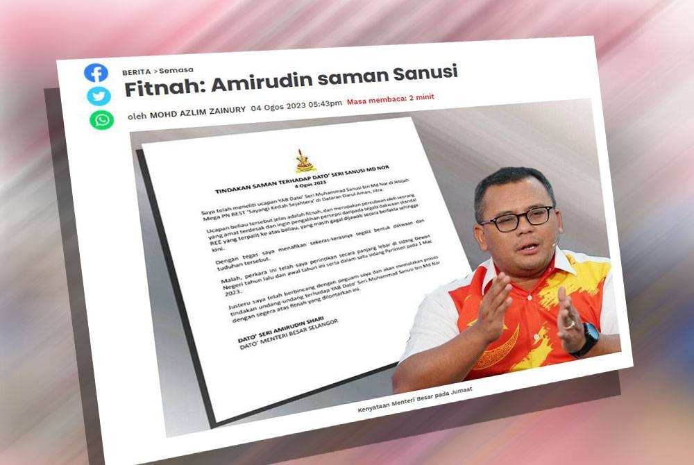 Amirudin Hantar Surat Tuntutan Kepada Sanusi - Sinar Harian