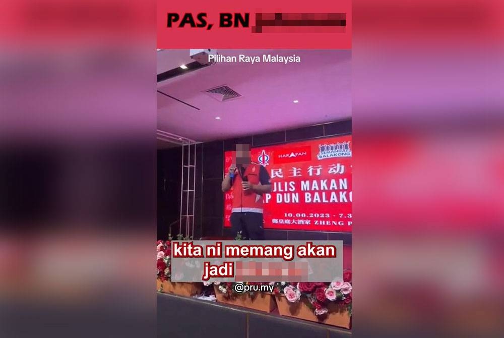 Tangkap layar menerusi video berdurasi dua minit 15 saat yang didakwa menghina UMNO, agama