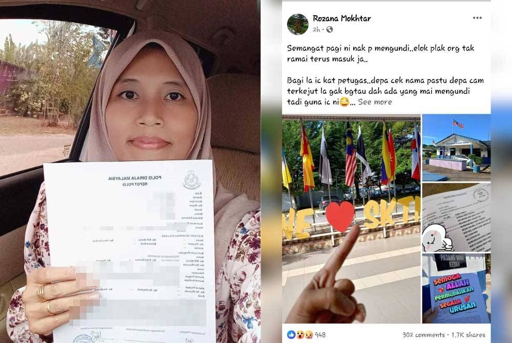 Rozana Mokhtar menunjukkan laporan polis dilakukan di Ibu Pejabat Polis Daerah (IPD) Kulim, di sini, pada Sabtu.