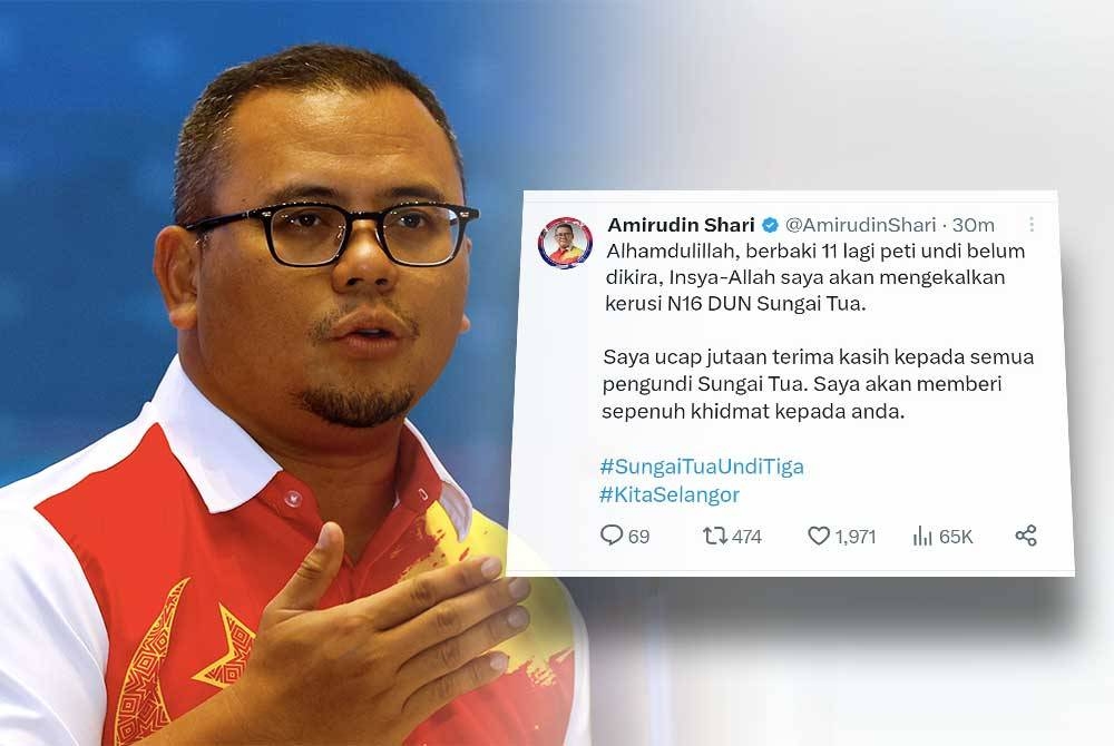 Tangkap layar twitter milik Amirudin Shari pada Sabtu