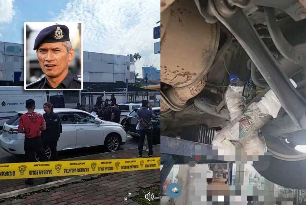 Polis mengesahkan objek yang diletakkan pada tayar belakang kereta milik Siti Kasim dipercayai bom jenis Improvised Explosive Device (IED). Gambar kecil: Mohd Shuhaily