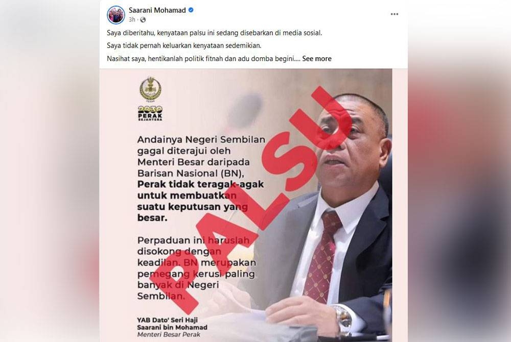 Saarani Nafi Keluar Kenyataan Isu Pelantikan MB Negeri Sembilan - Sinar ...