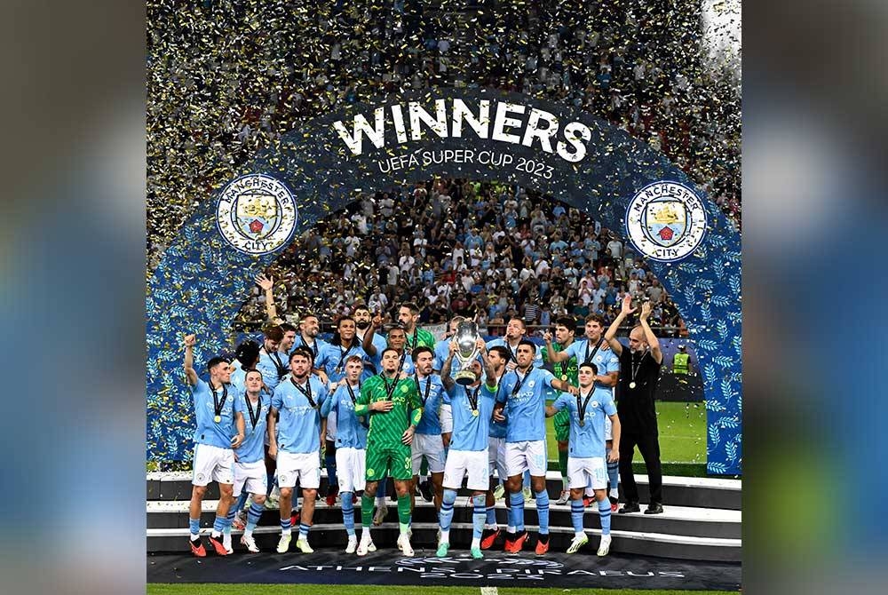 Manchester City merangkul kejuaraan Piala Super UEFA selepas menewaskan Sevilla di Stadium Karaiskakis, Greece.