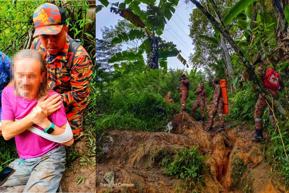 Warga Sepanyol yang diselamatkan oleh pasukan bomba selepas mengalami kecederaan ketika menuruni Gunung Jasar dekat Kampung Sungai Ubi,Cameron Highlands pada Khamis. - Foto ihsan JBPM Pahang