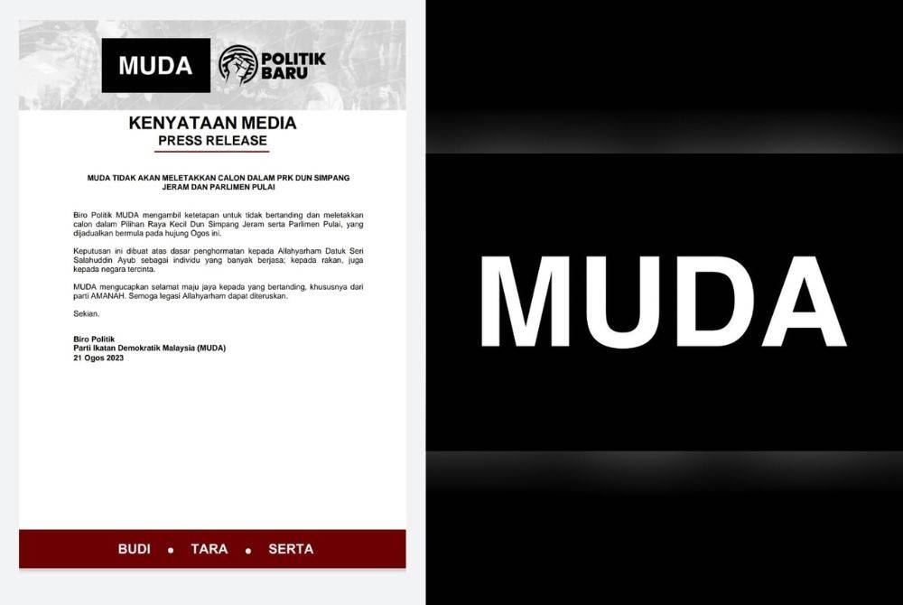 Kenyataan Muda umum tidak bertanding PRK Pulai dan DUN Simpang Jeram.