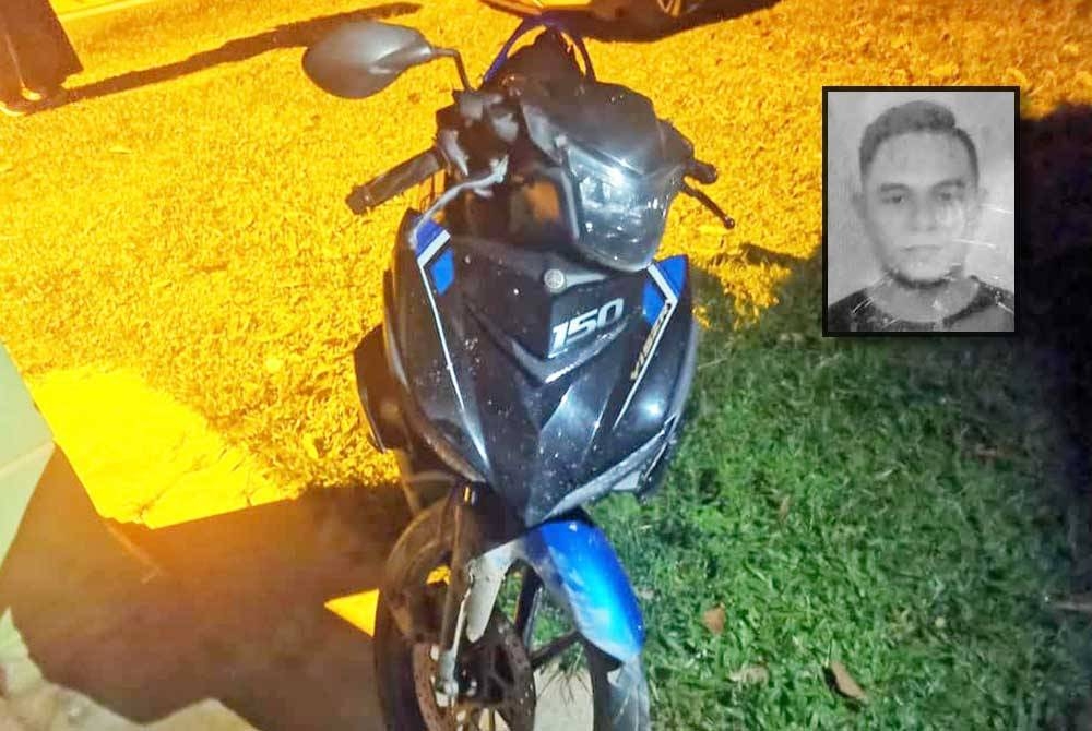 Keadaan motosikal mangsa selepas terbabit kemalangan di Jalan Air Paabas, Alor Gajah pada malam Selasa. Gambar kecil: Muhammad Hafizee