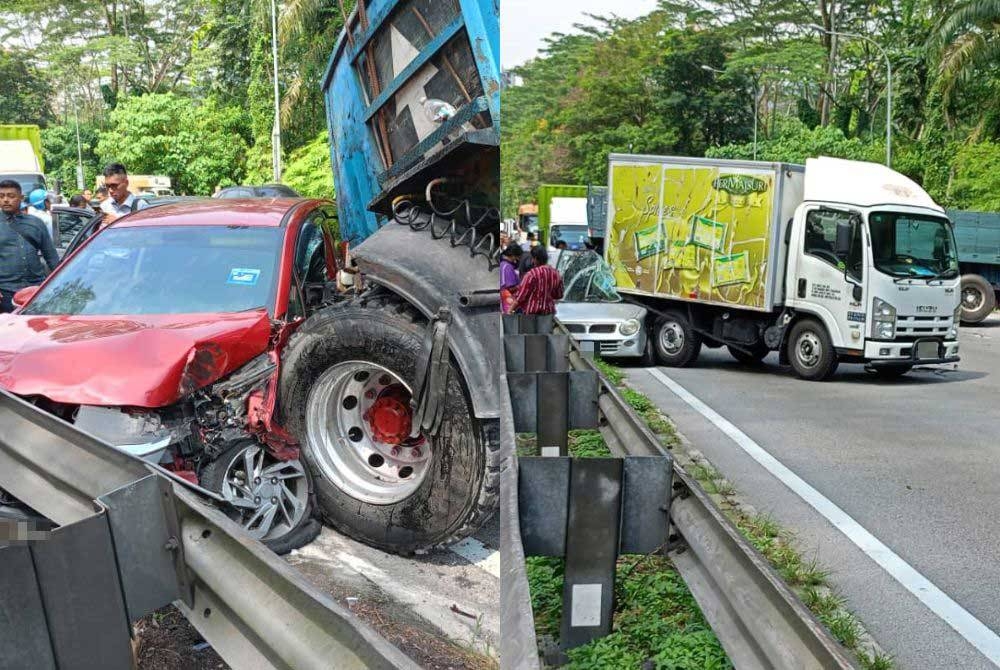 Lapan kenderaan terlibat dalam kemalangan di Kilometer 14 Jalan Kuala Lumpur-Ipoh arah Rawang pada Rabu.