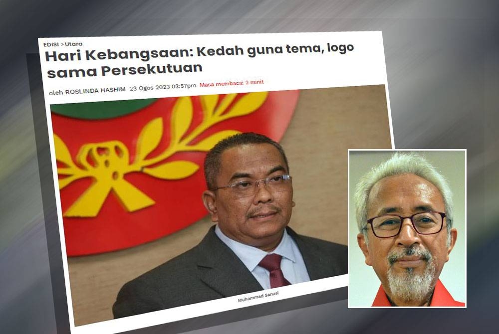 Pada Rabu, kerajaan Kedah turut mengumumkan akan menggunakan tema dan logo sambutan Hari Kebangsaan yang sama seperti diperkenalkan kerajaan Persekutuan. Gambar kecil: Raja Bahrin