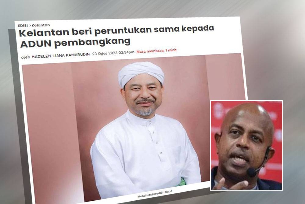 Kerajaan Kelantan sebelum ini mengumumkan memberikan peruntukan yang sama kepada Ahli Dewan Undangan Negeri (ADUN) termasuk pihak pembangkang. Gambar kecil: Sivamurugan Pandian