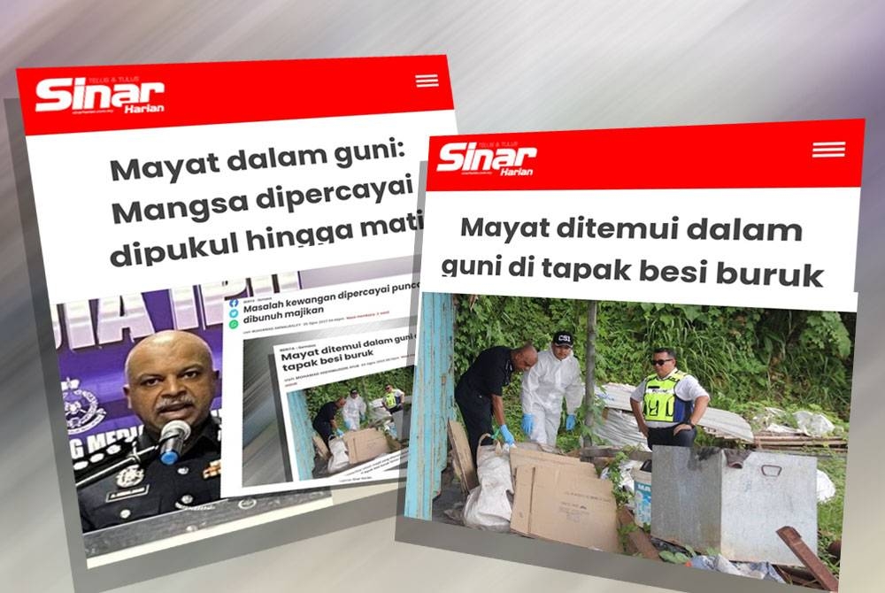 Laporan Sinar Harian sebelum ini mengenai kes pembunuhan mangsa sebelum mayatnya dijumpai dalam guni, 4 Ogos lalu.