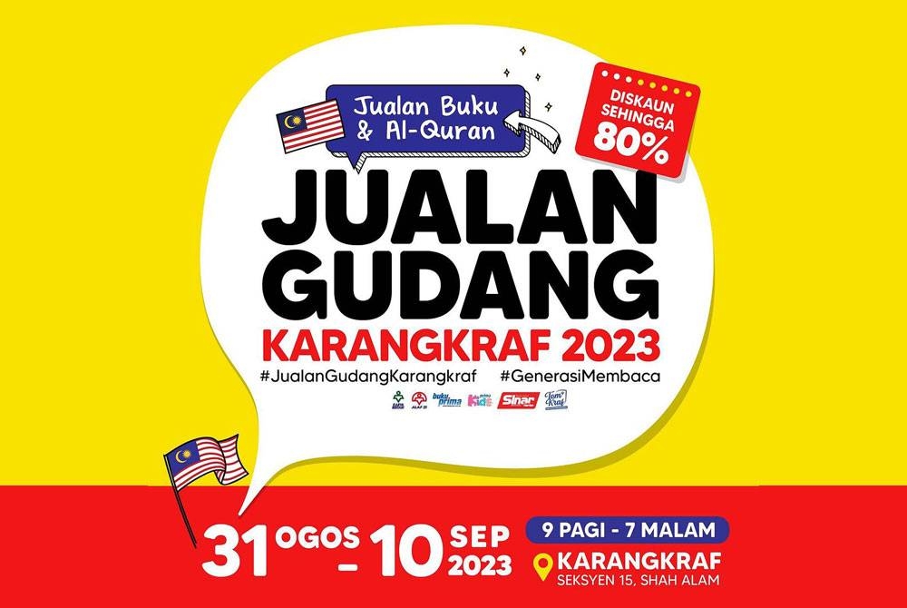 Jualan Gudang Karangkraf kembali dengan tawaran diskaun sehingga 80 peratus di Kompleks Kumpulan Karangkraf bermula 31 Ogos hingga 10 September nanti.