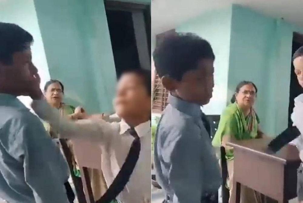 Tindakan tidak wajar guru sekolah rendah swasta berkenaan turut membangkitkan kemarahan orang ramai. - Foto: Agensi