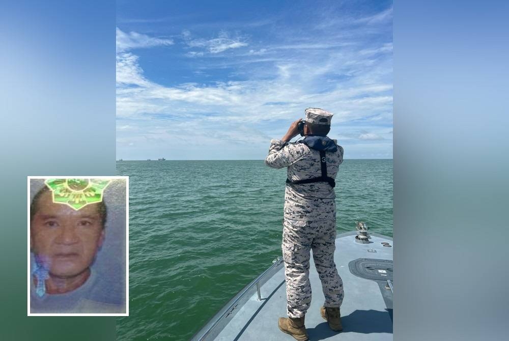 Maritim Malaysia giat mencari seorang kru kapal yang terjatuh ke dalam laut di Perairan Pintu Gedung tengah, di sini, tengah malam Selasa. Gambar kecil: Peligres Jaime Langusta