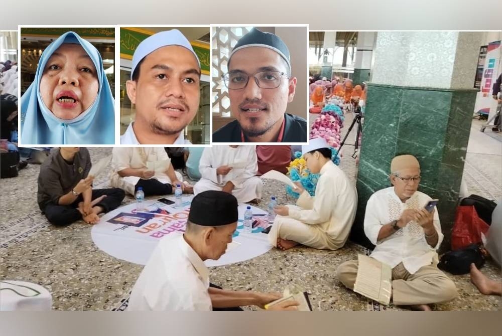 Sebahagian peserta pada program Malaysia#QuranHour di Masjid Al-Asma&#039;ul Husna, Bandar UDA Utama pada Rabu. Gambar kecil: Norhayati, Muhammad Syukurniatullah, Hilmi