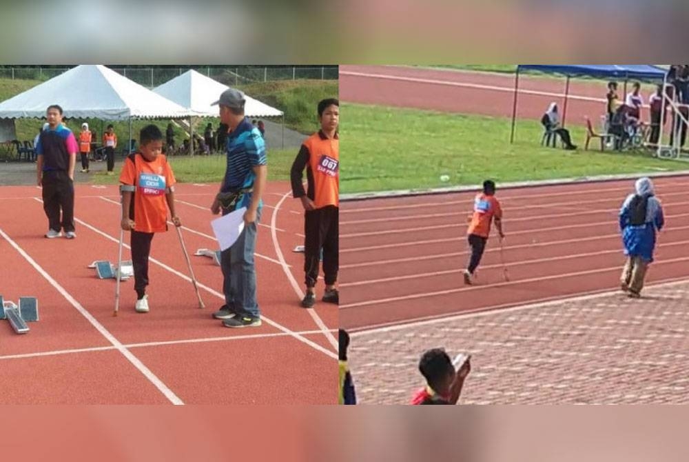 Muhammad Aqil gigih berlari menamatkan larian 100m pada Kejohanan Olahraga Pendidikan Khas di MSSD Jerantut baru-baru ini.