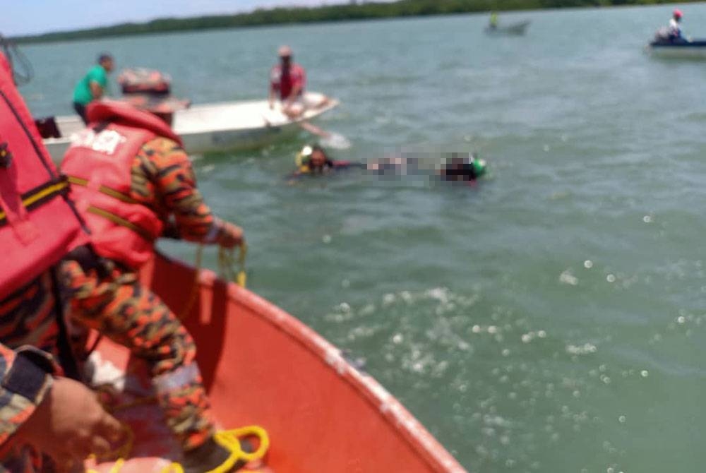 Mayat mangsa ditemukan di dasar sungai ketika operasi SAR dilakukan di kuala sungai Kampung Serusup Tuaran.