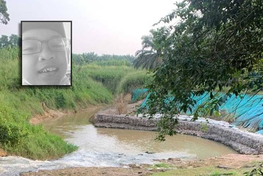 Lokasi kejadian di Jeram Asli Ulu Benut di Machap Kluang yang meragut nyawa seorang kanak-kanak lelaki lemas, pada petang Jumaat. (Gambar kecil: Ahmad Ehsan)