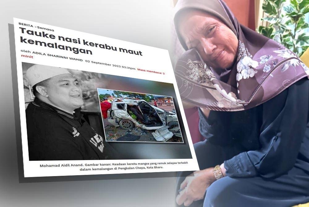 Zaini yang tidak dapat menahan tangisan mengenangkan gurauan Allahyarham Mohamad Aidil Anand.Laporan Sinar Harian.