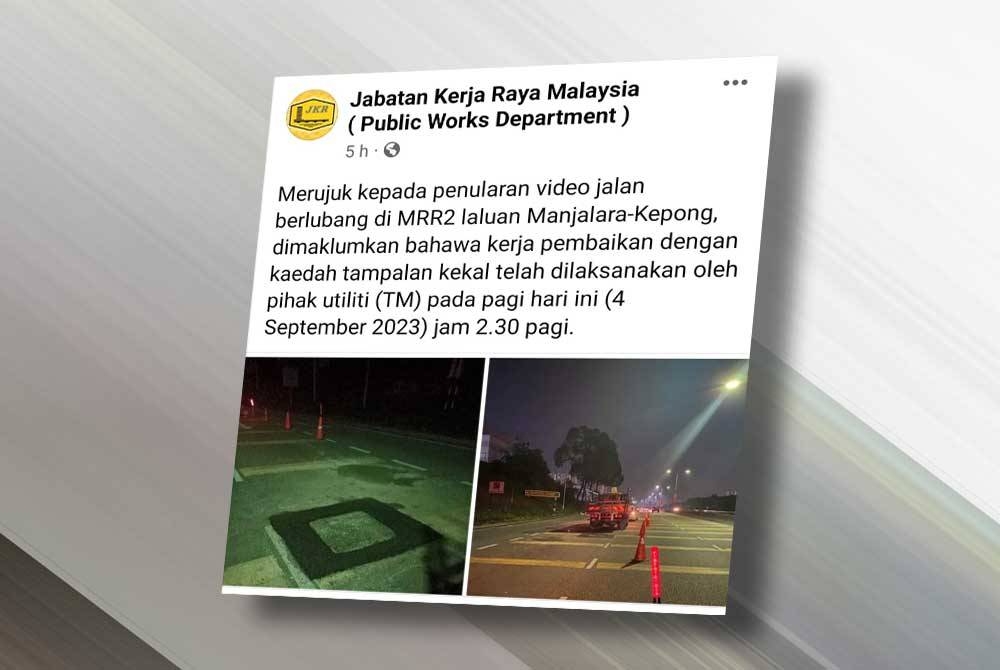 Kemas kini JKR selepas kerja pembaikan dilakukan.