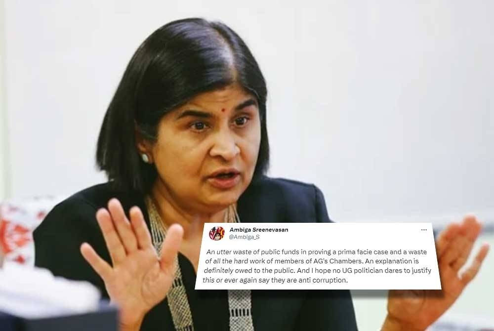 Tangkap layar ciapan Ambiga pada Isnin