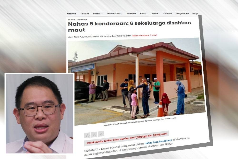 Laporan Sinar Harian pada Sabtu. Gambar kecil: Tian Soon