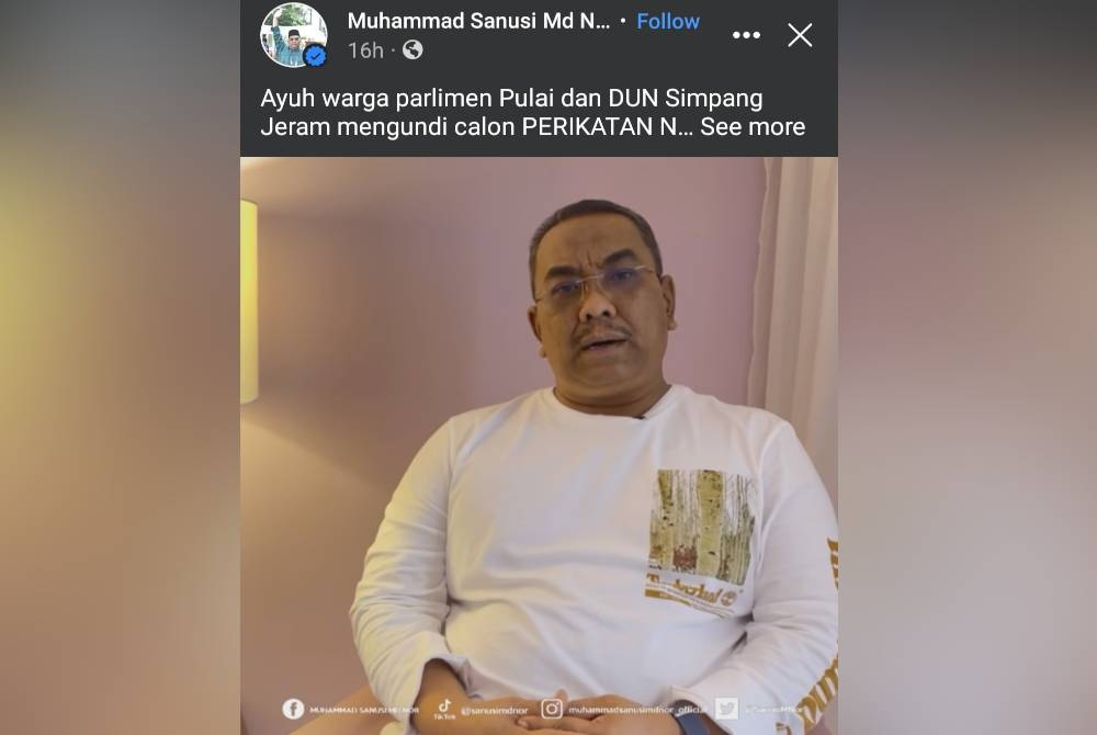 Tangkap layar video yang dimuat naik Muhammad Sanusi di laman Facebooknya pada Khamis malam.