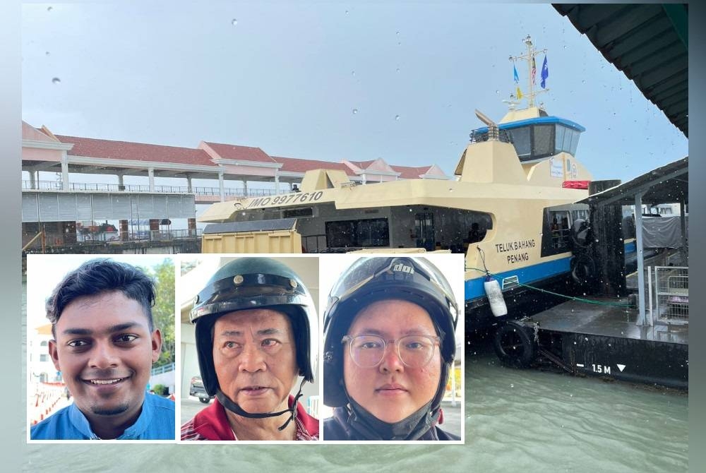 Feri baharu yang baru beroperasi Ogos lalu di Pulau Pinang. Gambar kecil: Syazwi, Lee Teik Keat, Jeffrey Chun