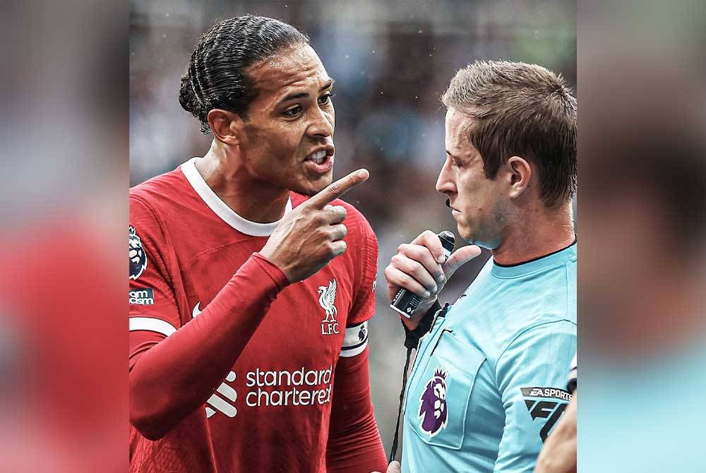 Van Dijk (kiri) ketika insiden di St James&#039;Park pada 27 Ogos lalu. - Foto: Agensi