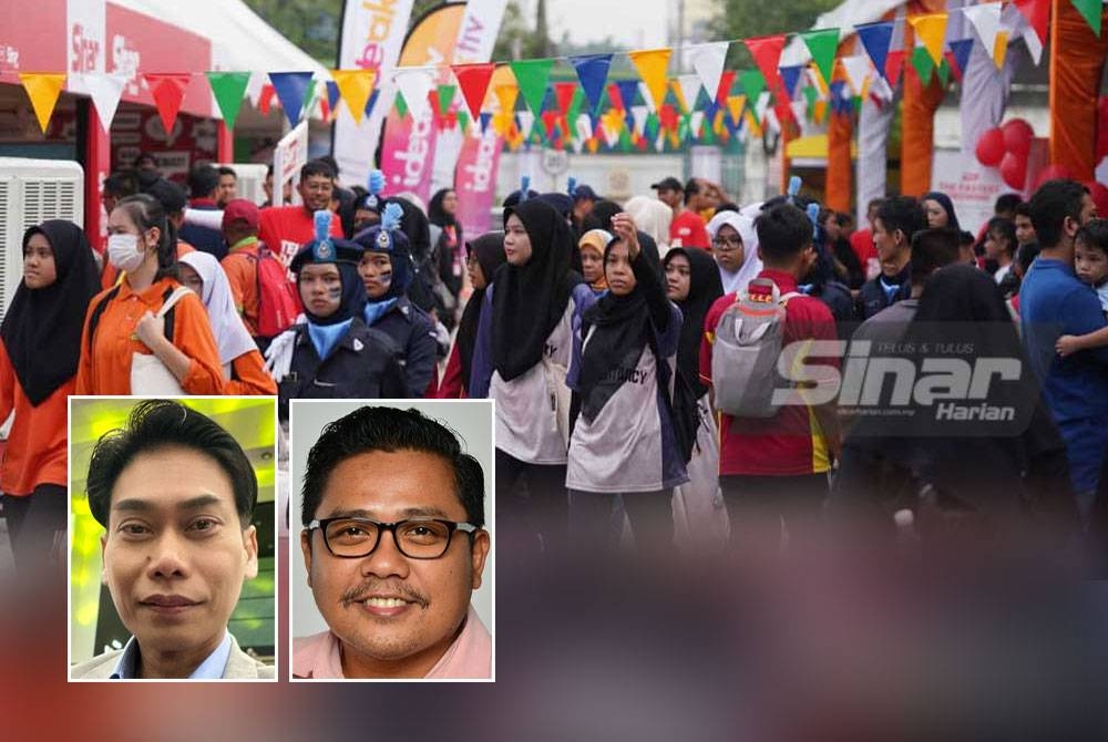 Kemeriahan Karnival Pendidikan Sinar Bestari di Kompleks Karangkraf, Shah Alam. Gambar kecil dari kiri: Meen Tahrin, Zamri