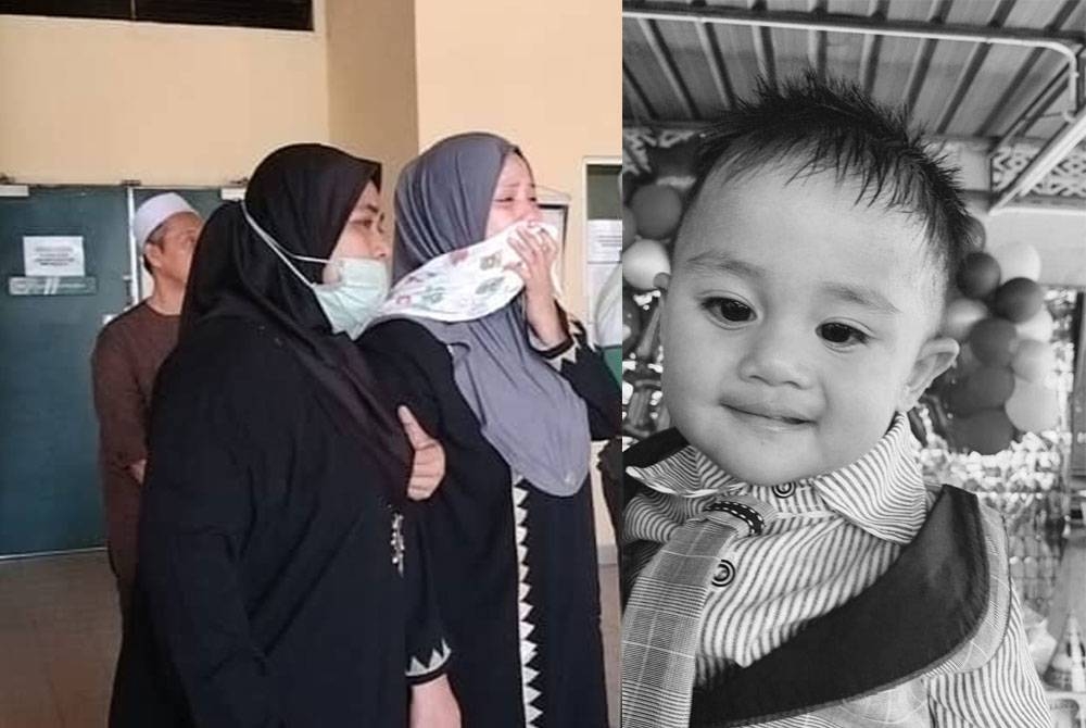 Zarina (dua kiri) kelihatan sugul ketika ditemui di Hospital Sultan Abdul Halim, Sungai Petani bagi urusan pengebumian.