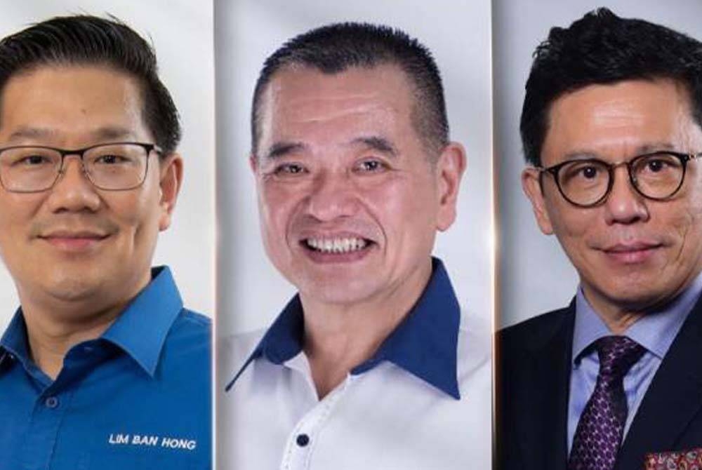 Dari kiri; Ban Hong,Teik Cheng dan Lian Ker akan mempertahankan jawatan masing-masing dalam pemilihan parti peringkat pusat pada 24 September ini.